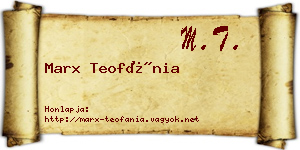Marx Teofánia névjegykártya